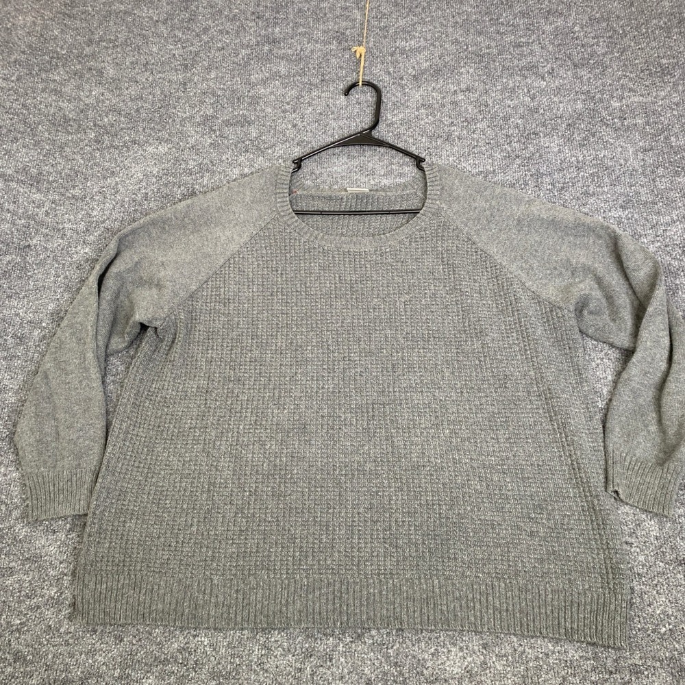 Fair Indigo Gray Waffle Knit Cotton Alpaca Blend Raglan Sweater Womens XL Peru